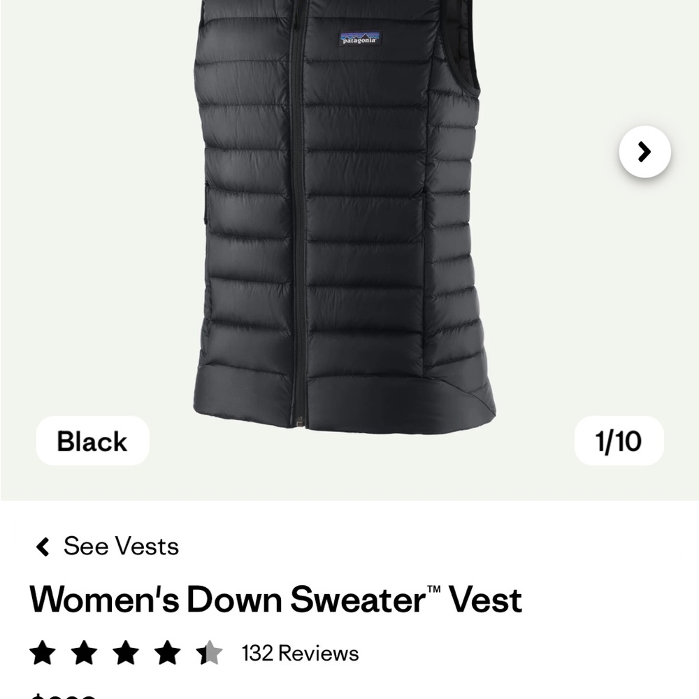 Patagonia Women's Dark Black Down Vest